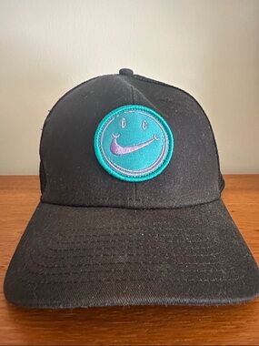 Nike  Black Hat with Teal & Purple Smiley Patch